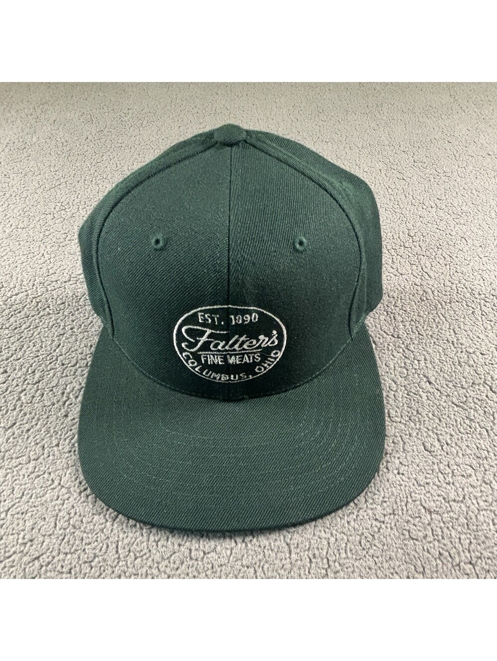 Vintage Falters Fine Meats Cap Columbus Ohio SnapBack Hat Green Yupoong Classic